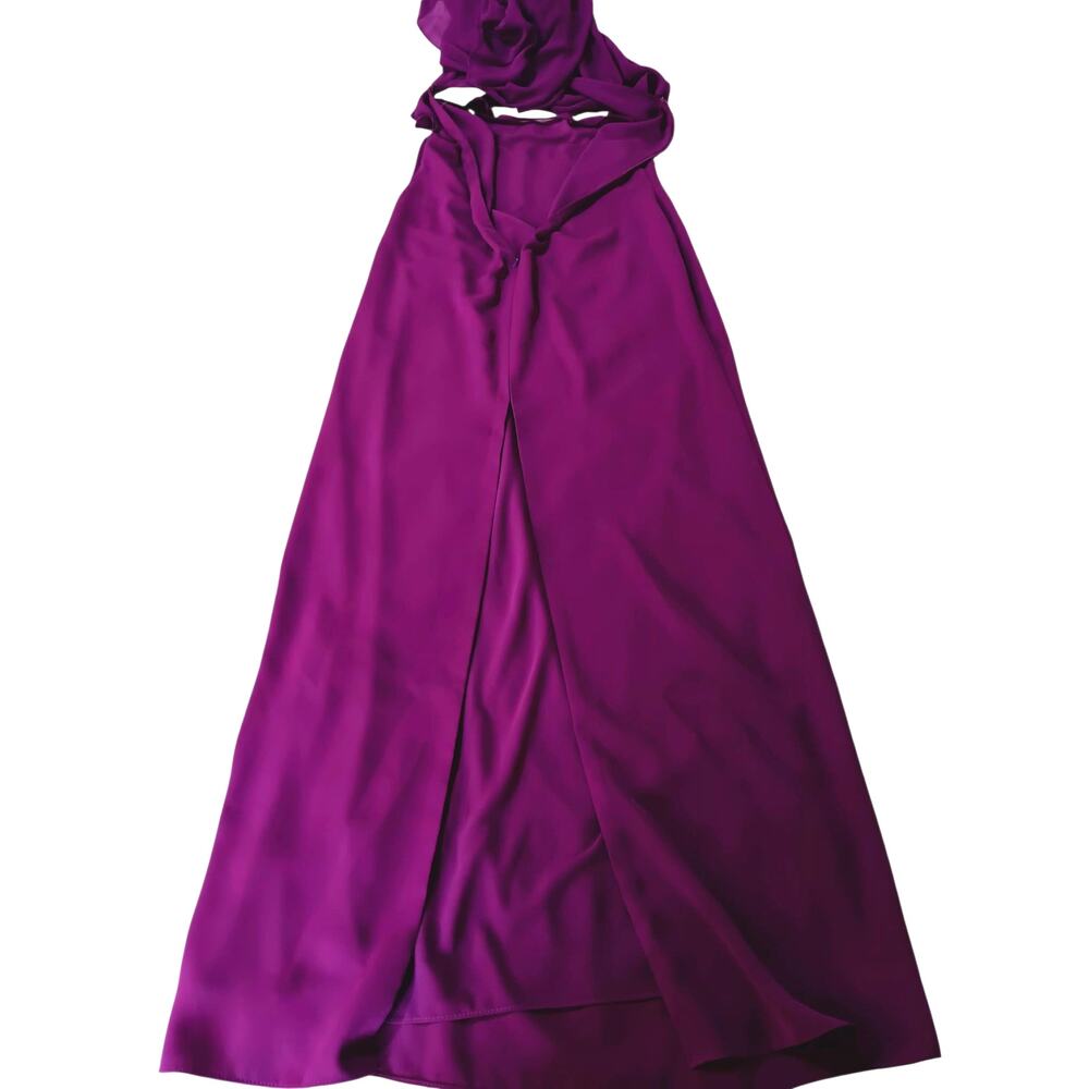 NEW RALPH LAUREN 4 Cape Sleeve Georgette Long Formal Dress Magenta Maxi Motherof - Picture 11 of 13